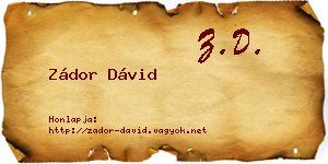 Zádor Dávid névjegykártya